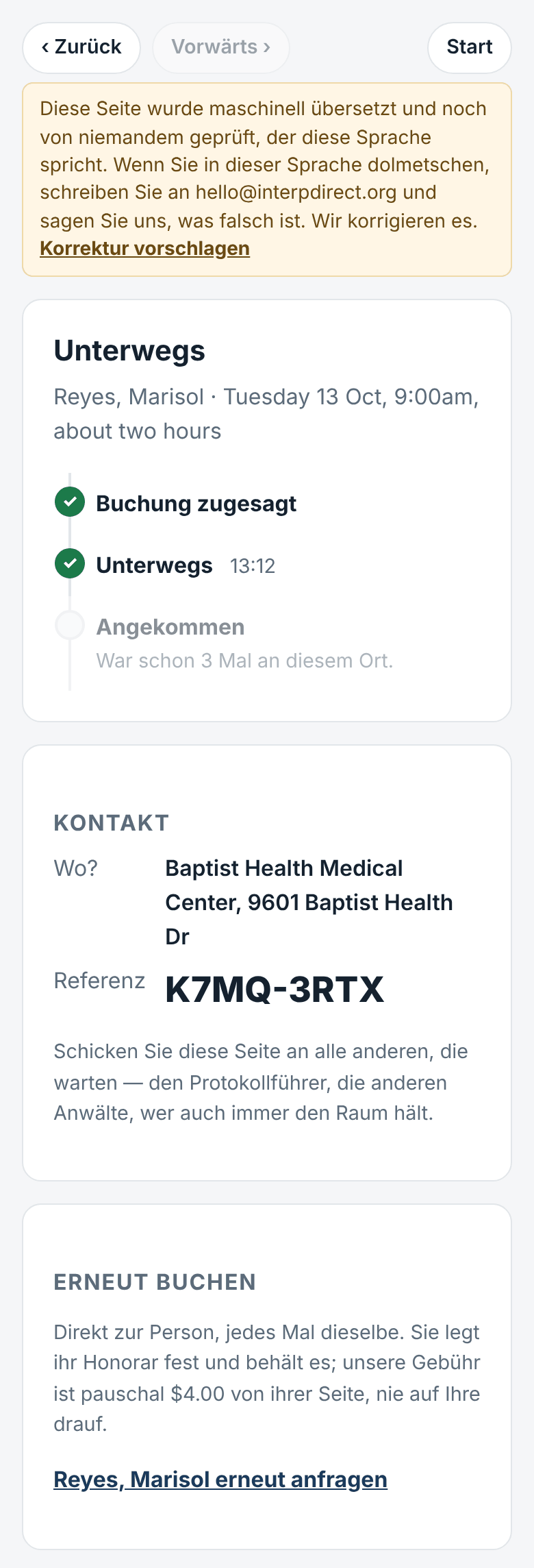 Der Tag: unterwegs, angekommen, die Adresse