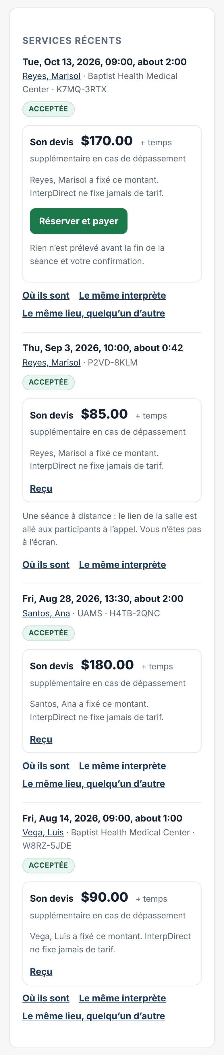 Vos réservations, le devis et le paiement