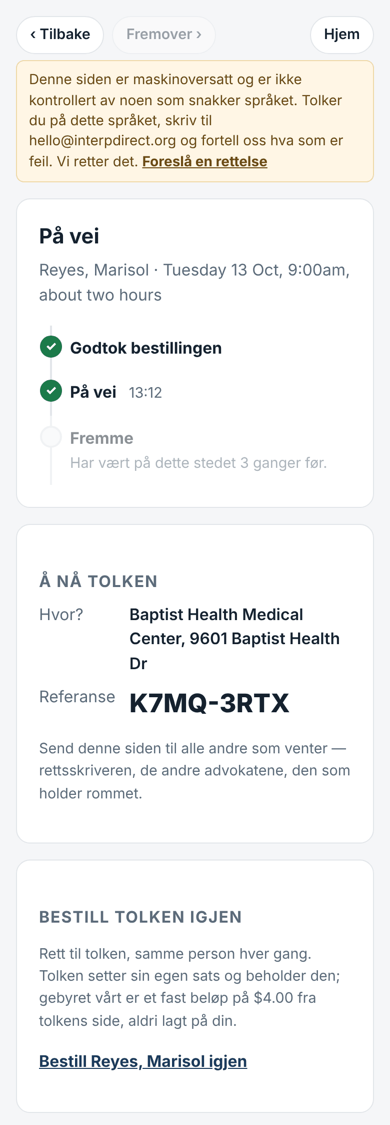 Dagen: på vei, framme, adressen