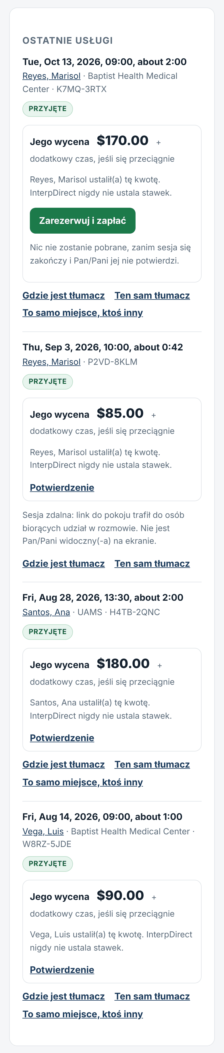Twoje rezerwacje, wycena i płatność