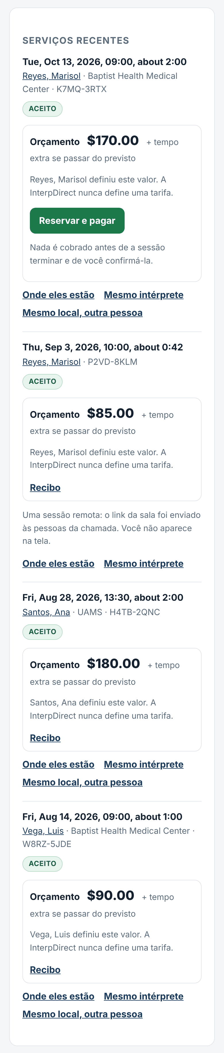 Suas reservas, o orçamento e o pagamento