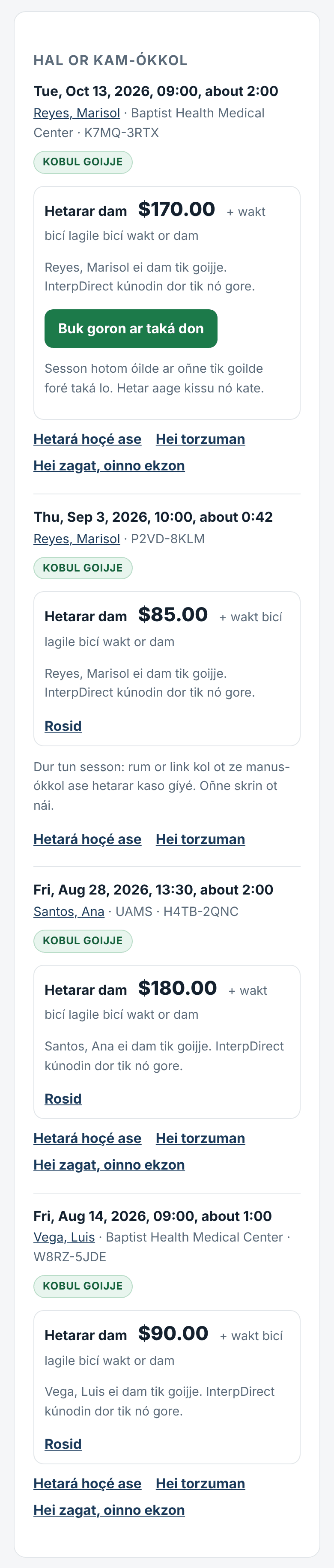 Oñnor buking-ókkol, dam, ar taká deya